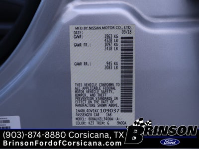 2019 Nissan Altima 2.5 SV